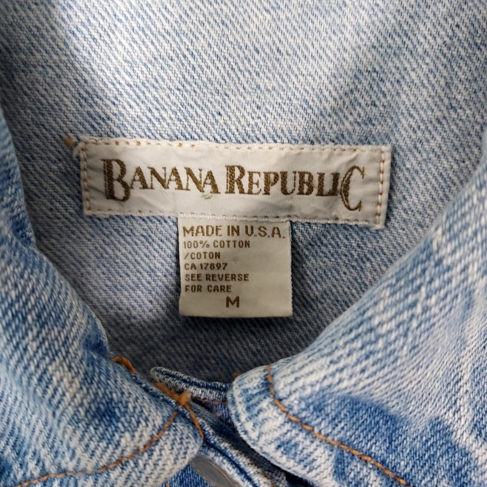 Vintage 90s Banana Republic Denim Jean Vest Cropped Retro USA Women's Medium‎ - Picture 7 of 8